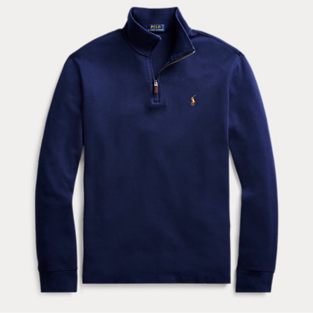 Polo Ralph Lauren Estate-Rib Quarter-Zip Pullover, Size Men's Large, Nav…